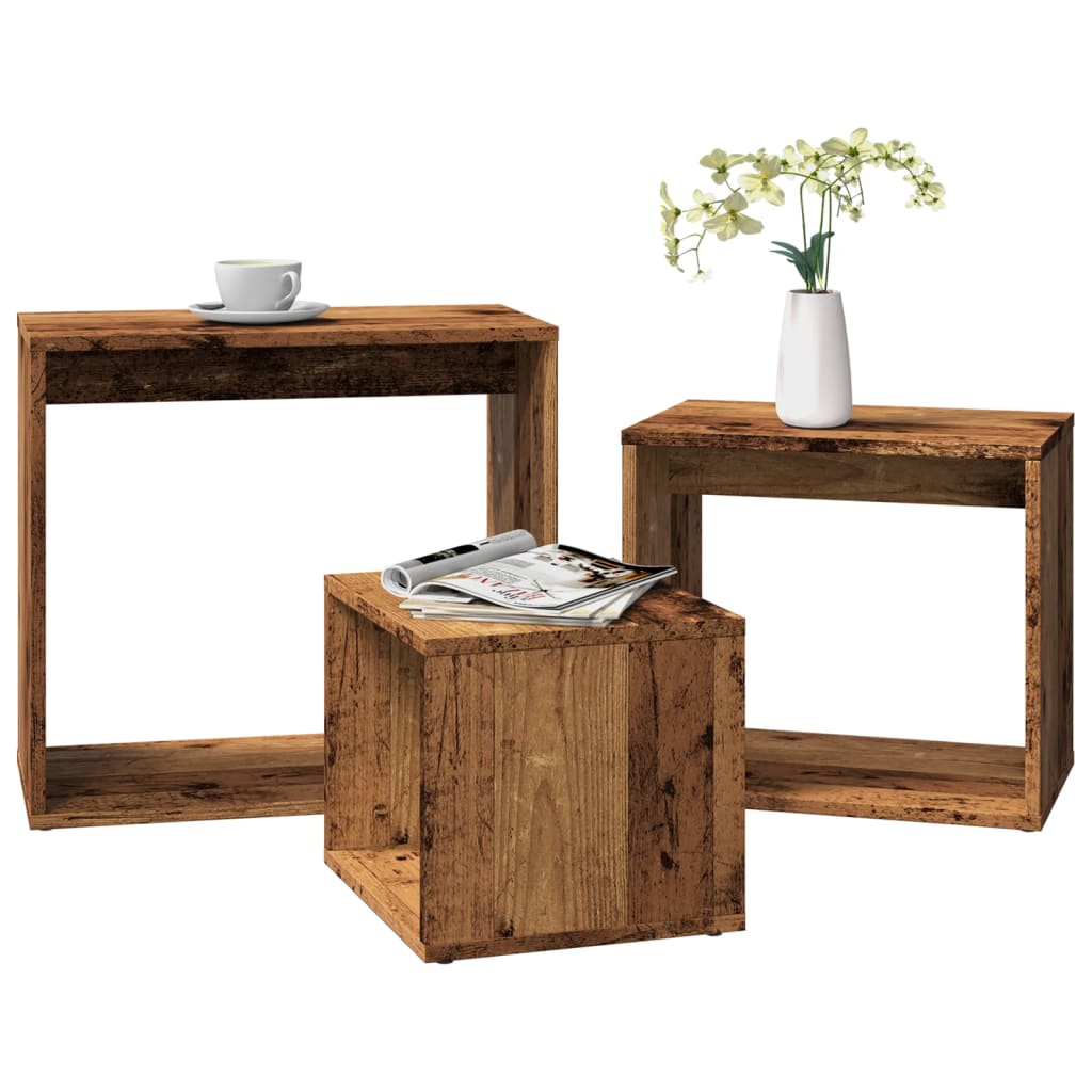 Nesting Tables 3 pcs Old Wood Engineered Wood - All Things Good