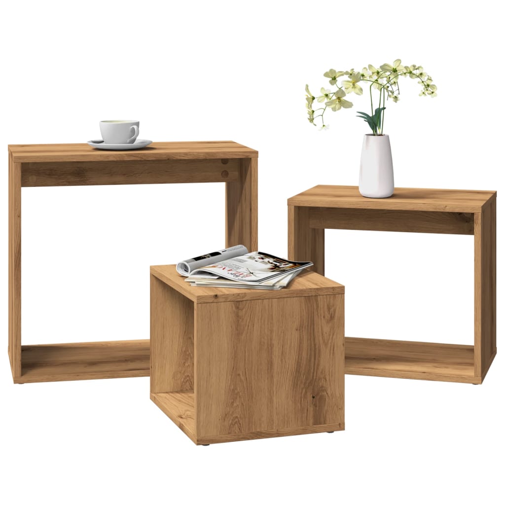 Nesting Tables 3 pcs Artisan Oak Engineered Wood - Direct Imports