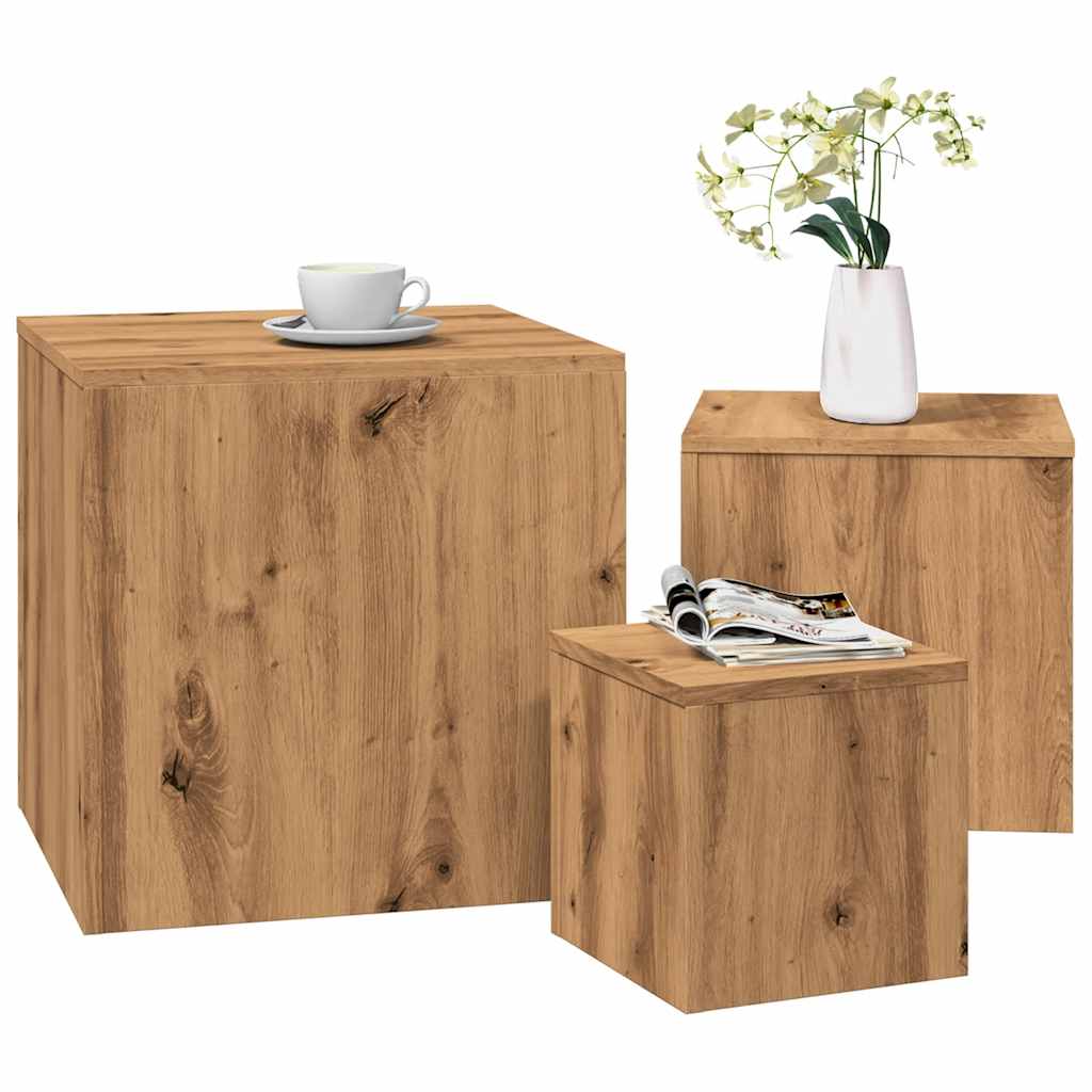 Side Tables 3 pcs Artisan Oak Engineered Wood - Merkel Designers