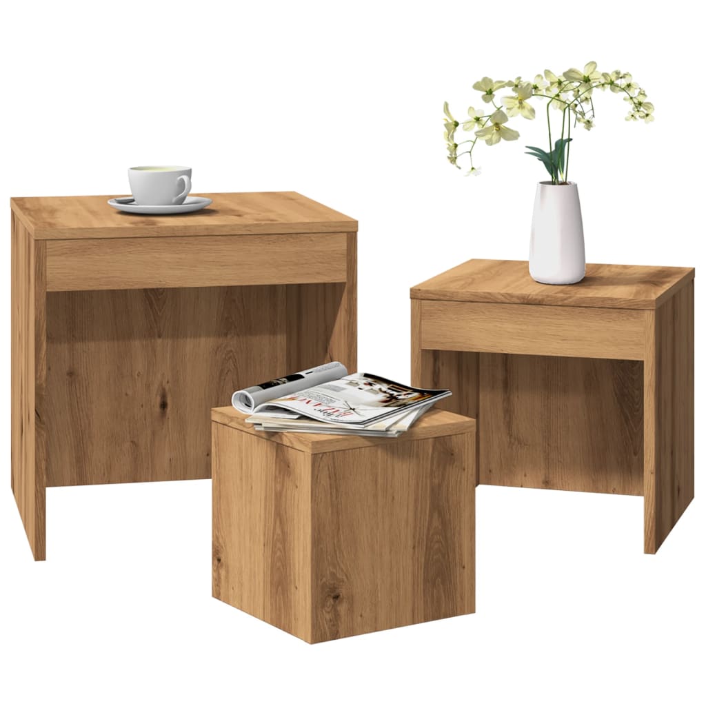 Nesting Tables 3 pcs Artisan Oak Engineered Wood - Direct Imports
