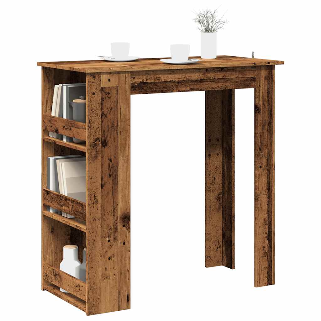 Bar Table with Storage Rack Old Wood 102x50x103.5 cm - Unbeatable Bargains