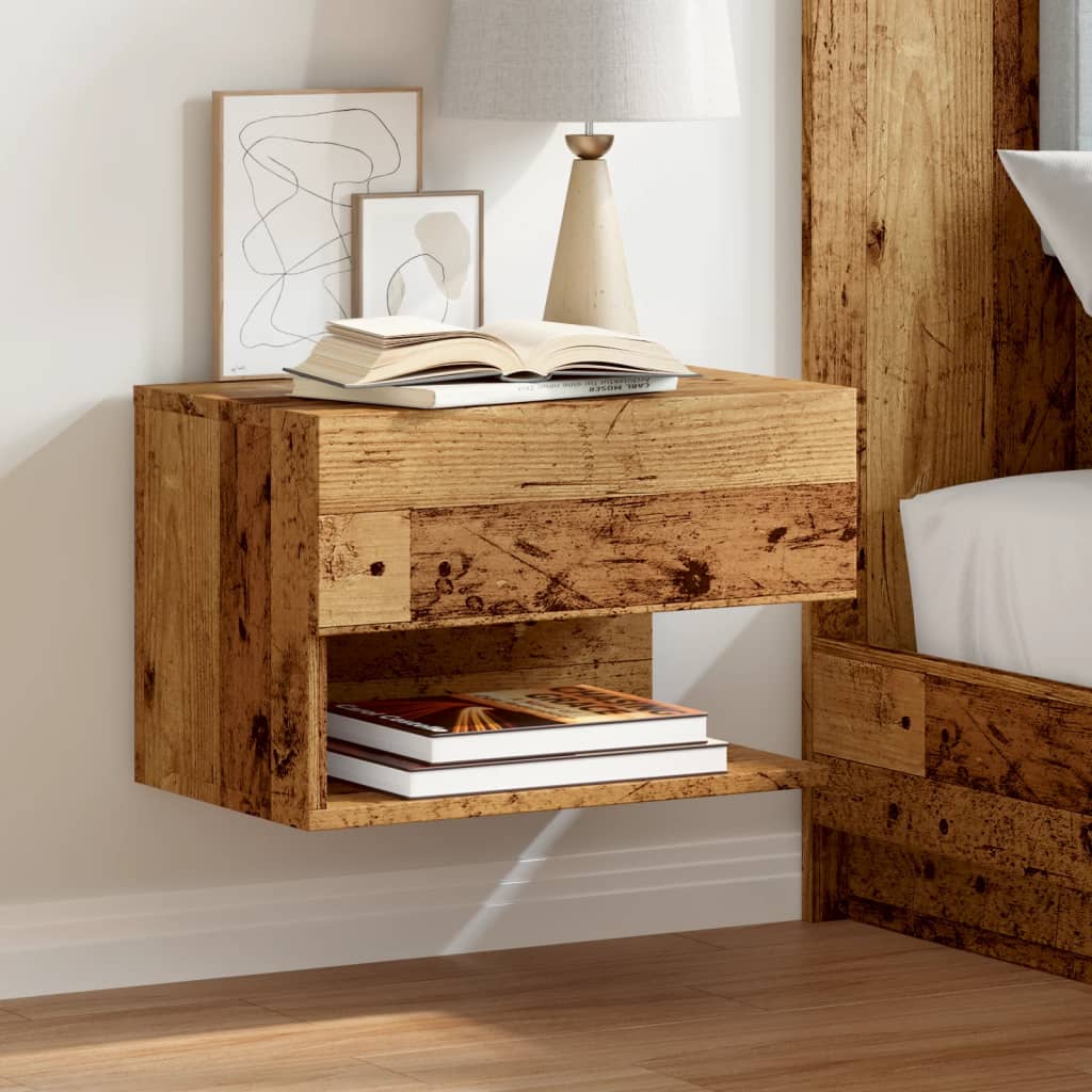 Wall-mounted Bedside Cabinets 2 pcs Old Wood - Sid & Sam