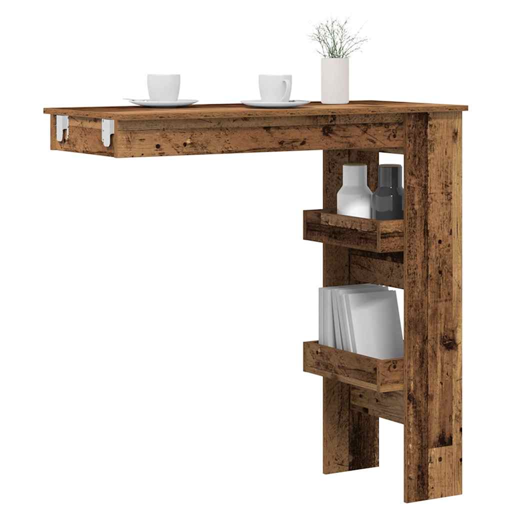 Wall Bar Table Old Wood 102x45x103.5 cm Engineered Wood - Discount Dealers