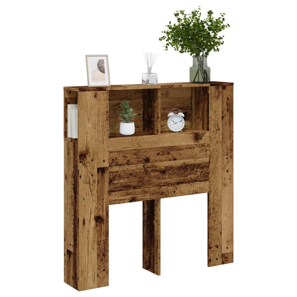 Headboard Cabinet Old Wood 100x19x104.5 cm Engineered Wood - All Things Good