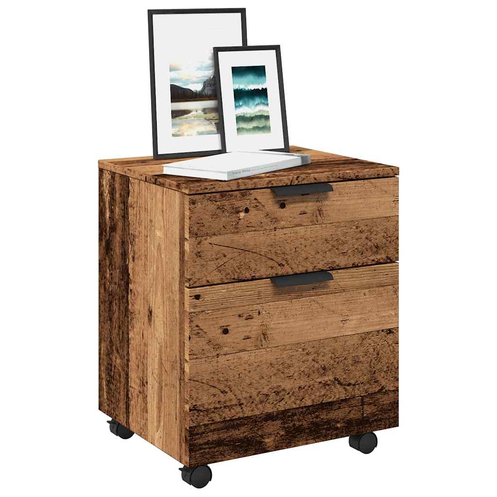 Mobile File Cabinet with Wheels Old Wood 45x38x54 cm Engineered Wood - The Home Maker