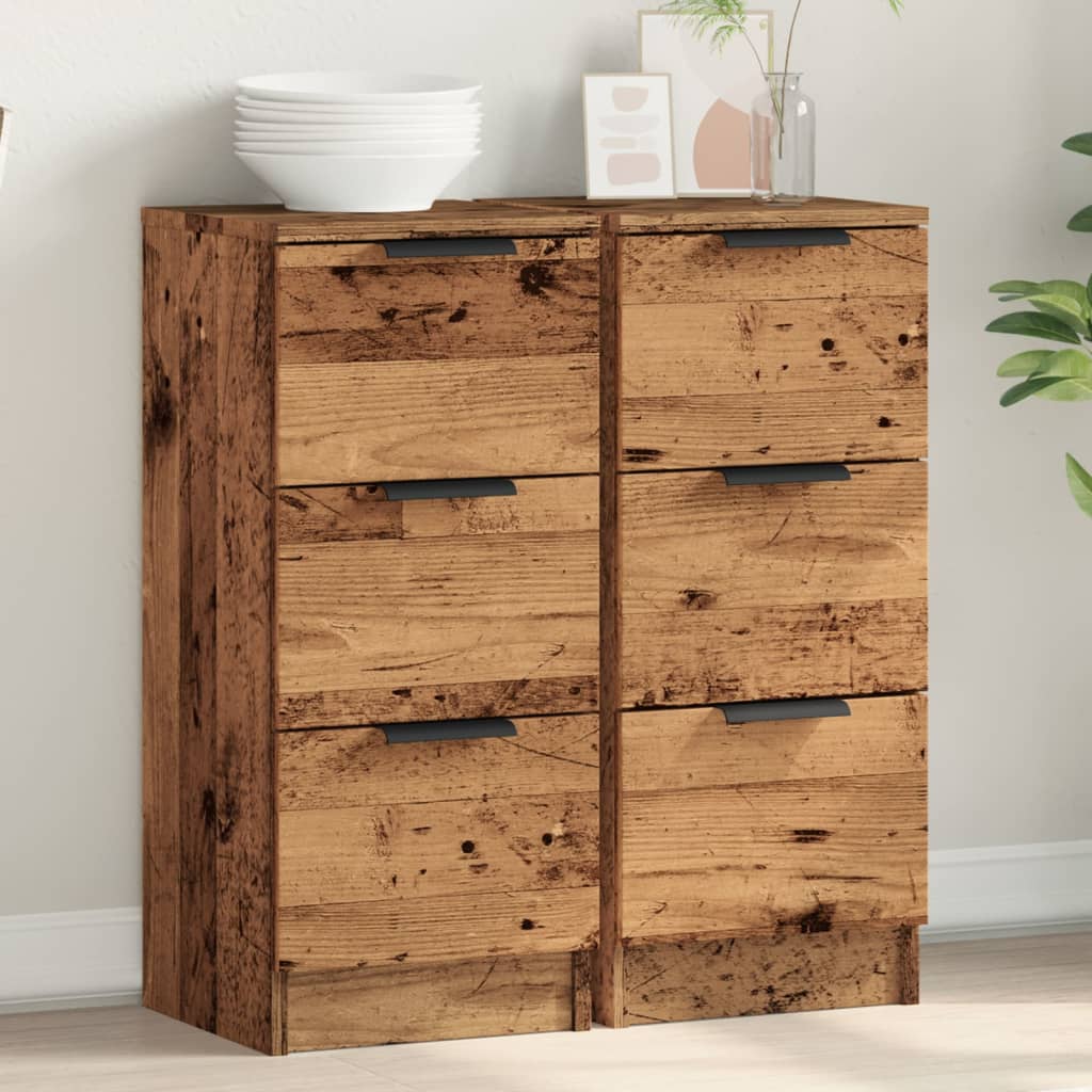 Sideboards 2 pcs Old Wood 30x30x70 cm Engineered Wood - All Things Good