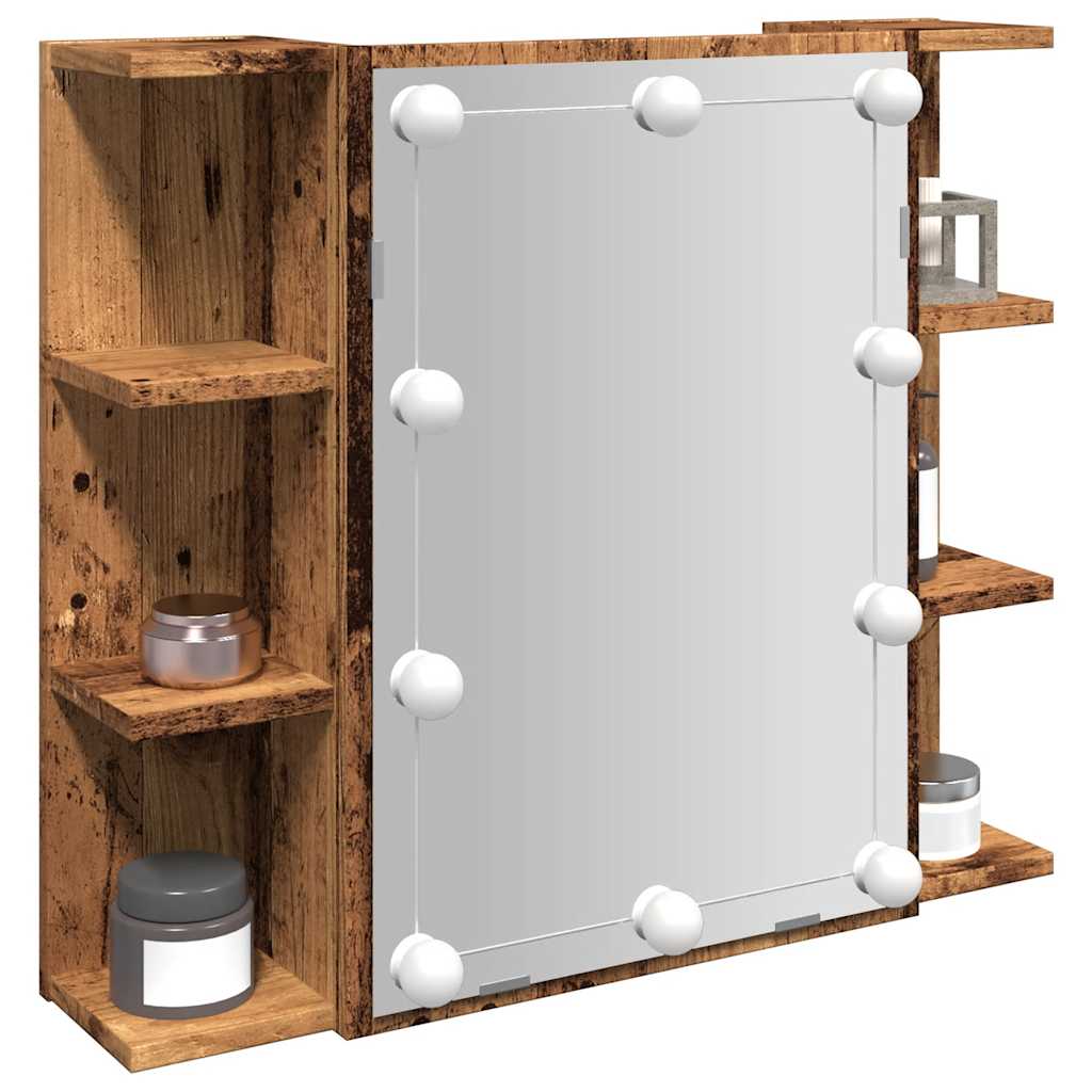 Mirror Cabinet with LED Old Wood 70x16.5x60 cm - Direct Imports