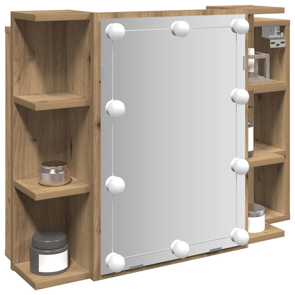 Mirror Cabinet with LED Artisan Oak 70x16.5x60 cm - Design Hut