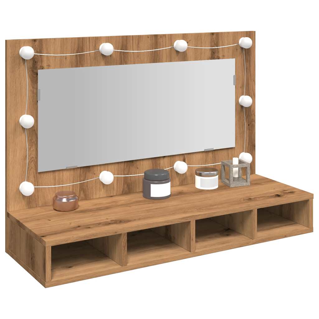 Mirror Cabinet with LED Artisan Oak 90x31.5x62 cm - Tyrell & Tyrell