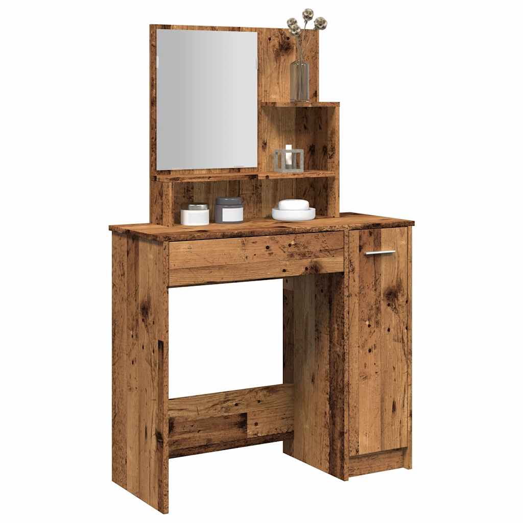 Dressing Table with Mirror Old Wood 86.5x35x136 cm - Style and Chic