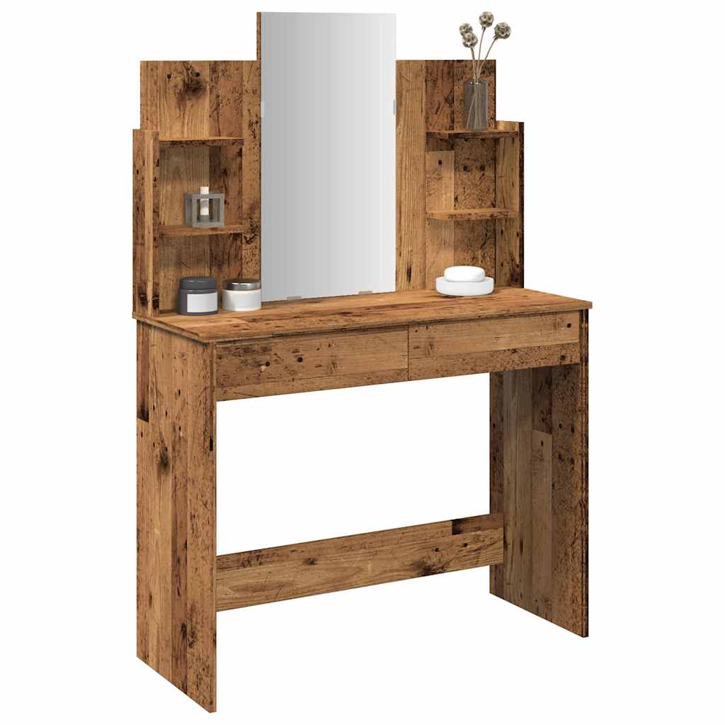 Dressing Table with Mirror Old Wood 96x39x142 cm - Style and Chic