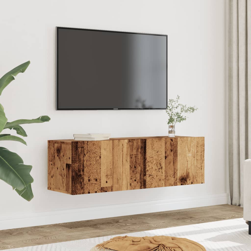 TV Cabinets Wall-mounted 2 pcs Old Wood 100x30x30 cm - Charlotte Dunes