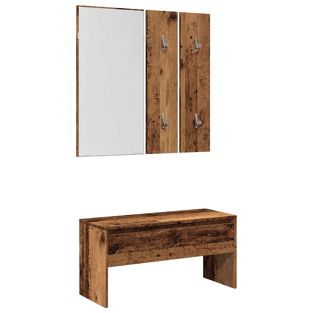 Hallway Furniture Set Old Wood Engineered Wood - Sid & Sam