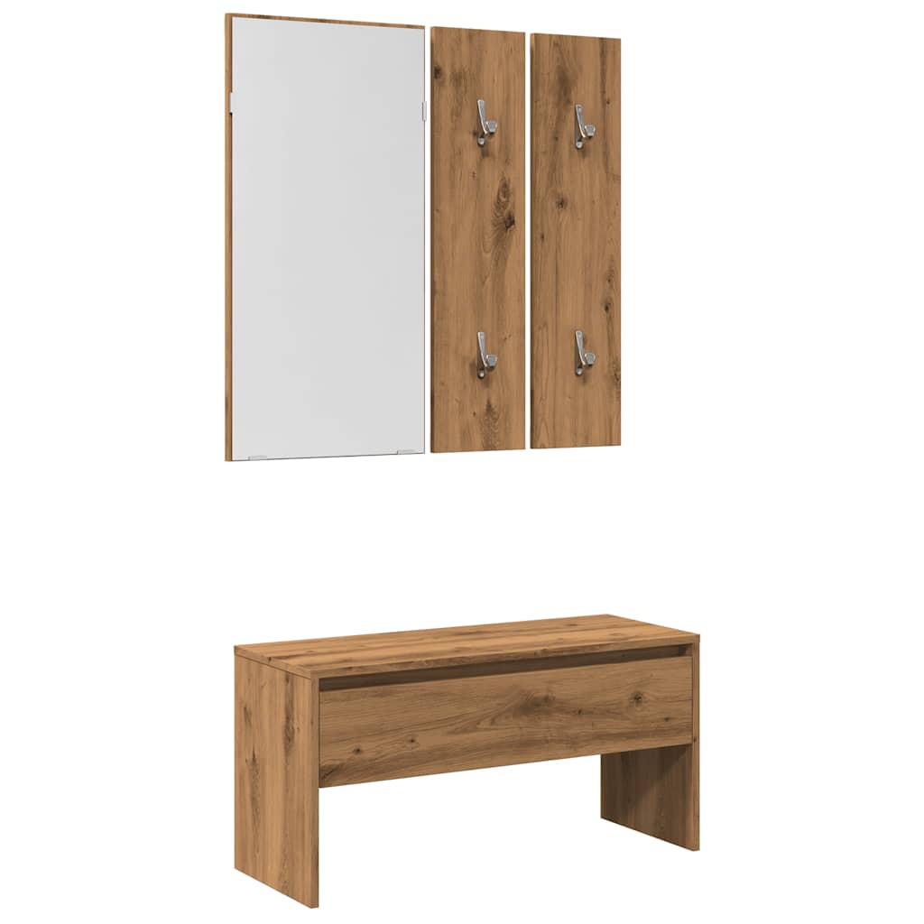 Hallway Furniture Set Artisan Oak Engineered Wood - The Home Maker