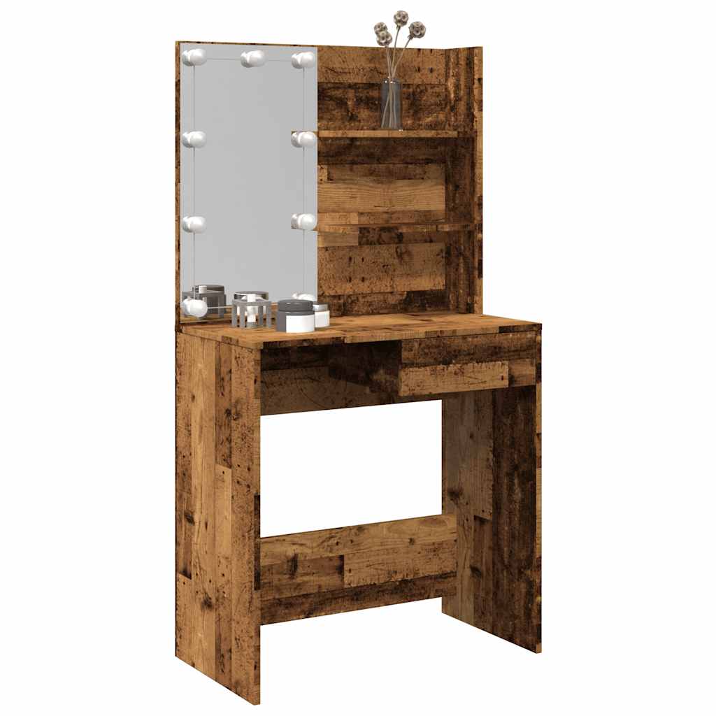 Dressing Table with LED Old Wood 74.5x40x141 cm - Discount Dealers