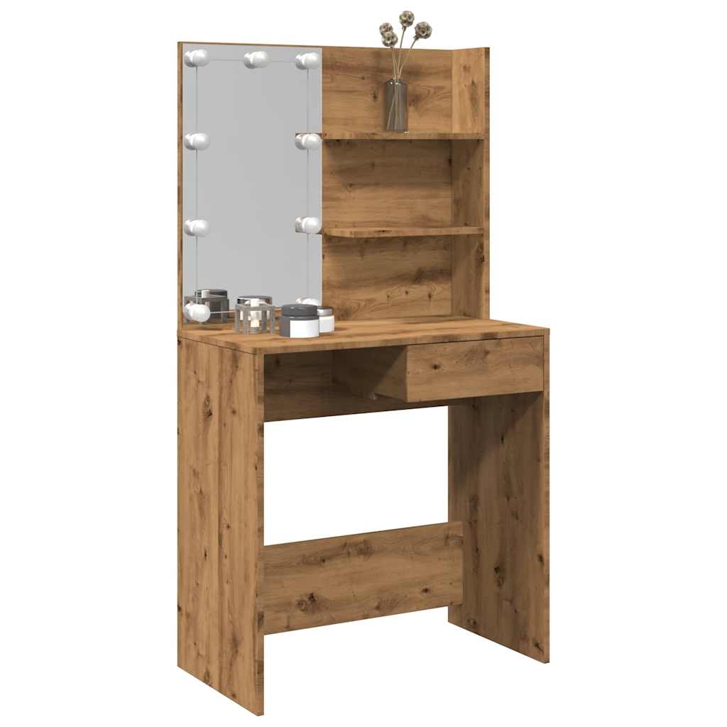 Dressing Table with LED Artisan Oak 74.5x40x141 cm - Discount Dealers