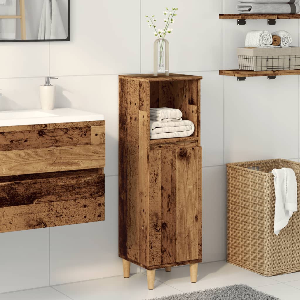 Bathroom Cabinet Old Wood 30x30x100 cm Engineered Wood - Merkel Designers