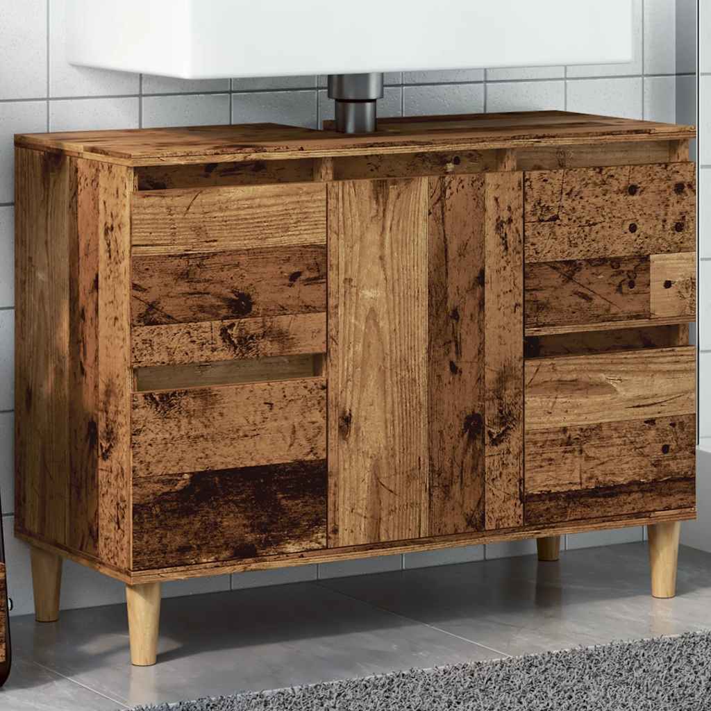 Sink Cabinet Old Wood 80x33x60 cm Engineered Wood - Casper Homes