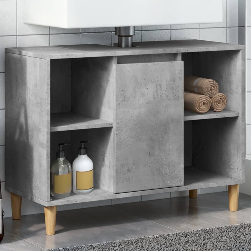 Bathroom Cabinet Concrete Grey 80x33x60 cm Engineered Wood - Discount Dealers