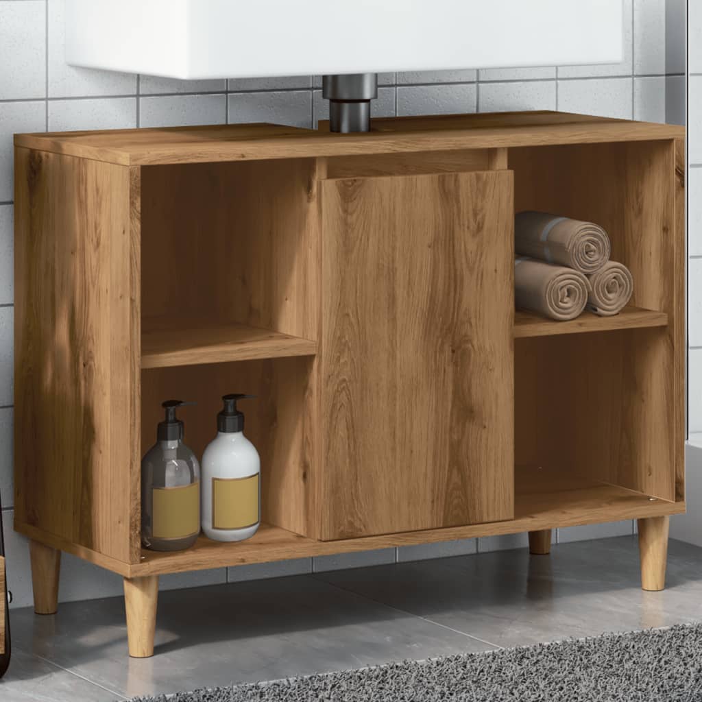 Bathroom Cabinet Artisian Oak 80x33x60 cm Engineered Wood - Discount Dealers