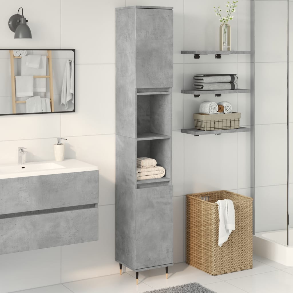 Bathroom Cabinet Concrete Grey 30x30x190 cm Engineered Wood - Merkel Designers