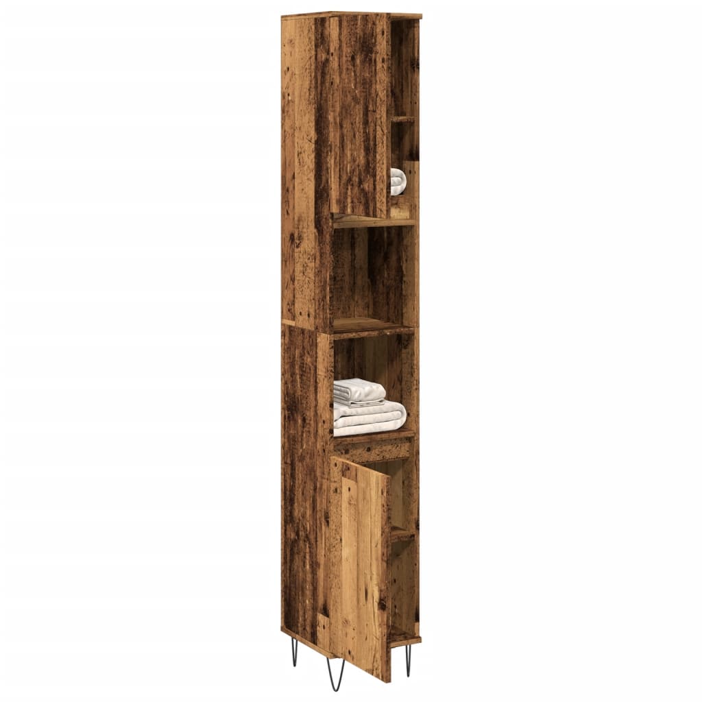 Bathroom Cabinet Old Wood 30x30x190 cm Engineered Wood - Sid & Sam