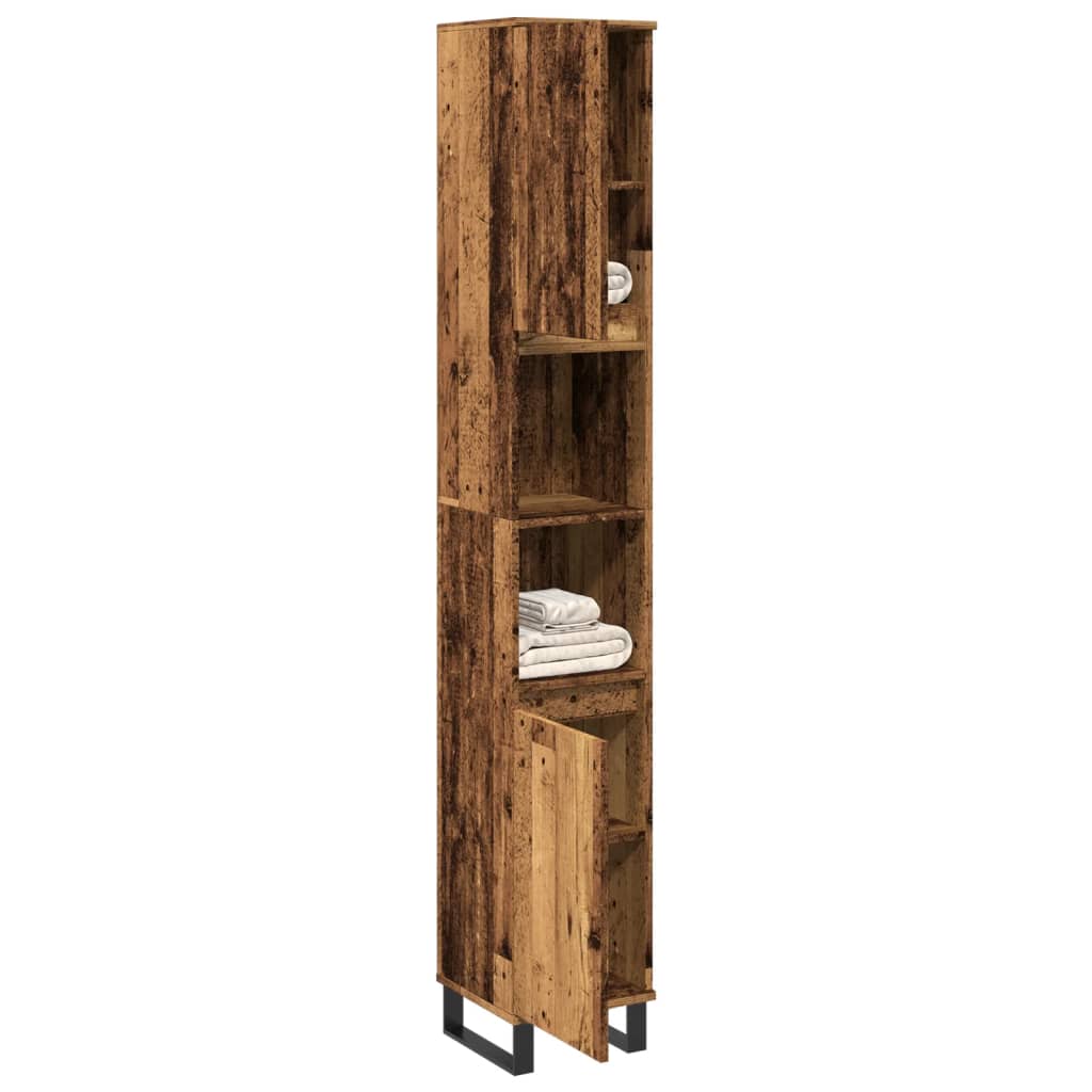 Bathroom Cabinet Old Wood 30x30x190 cm Engineered Wood - Charlotte Dunes