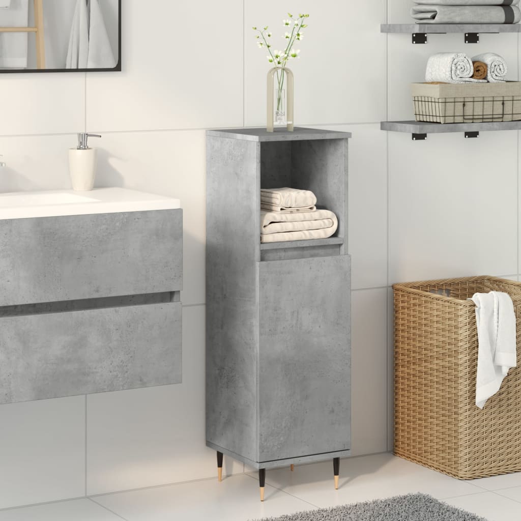 Bathroom Cabinet Concrete Grey 30x30x100 cm Engineered Wood - Merkel Designers