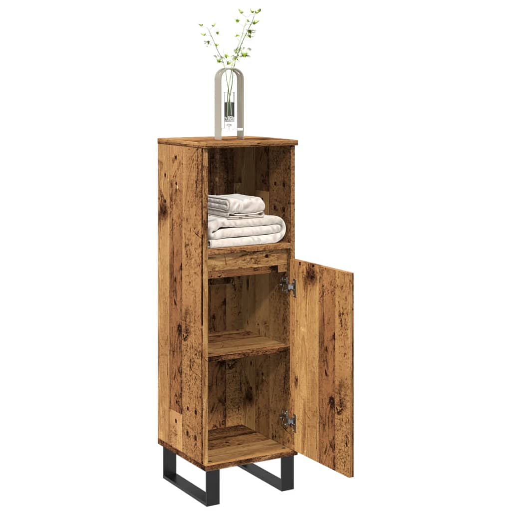 Bathroom Cabinet Old Wood 30x30x100 cm Engineered Wood - Decor Base