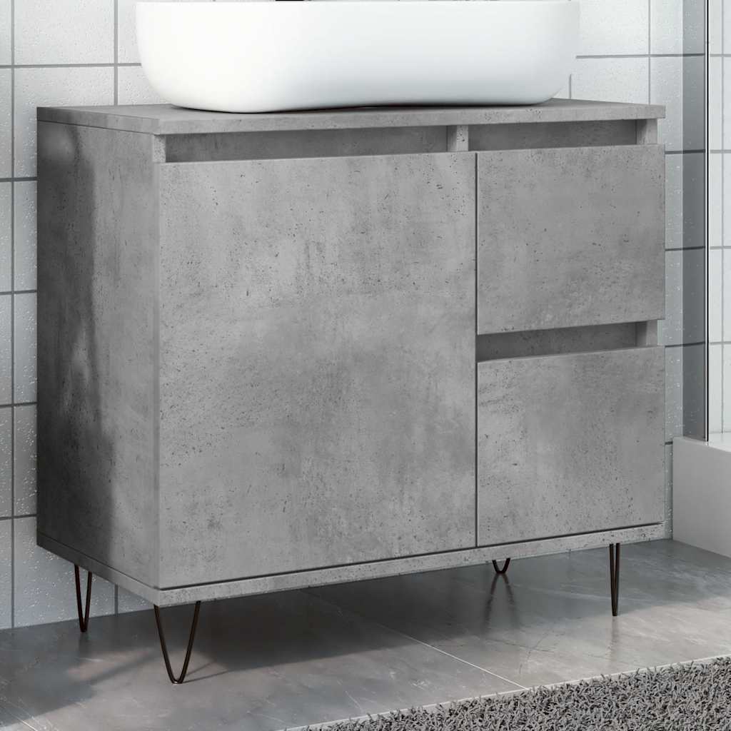 Sink Cabinet Concrete Oak 65x33x60 cm Engineered Wood - Decor Base