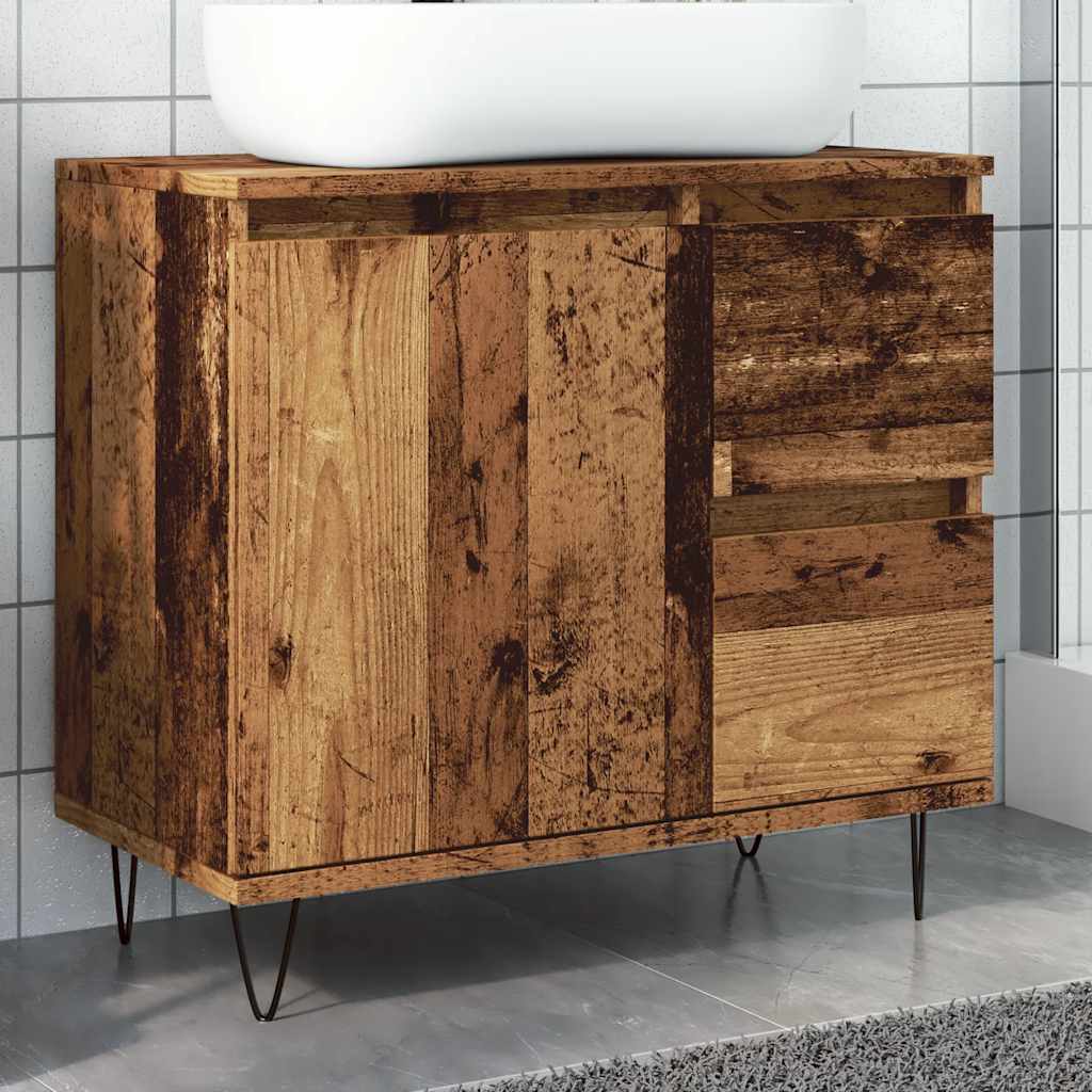 Sink Cabinet Old Wood 65x33x60 cm Engineered Wood - Merlin Deals
