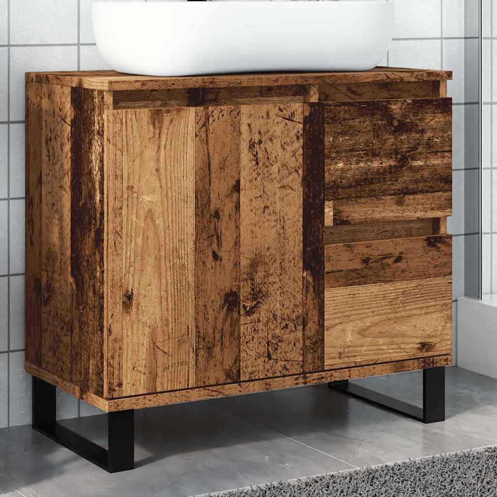Bathroom Sink Cabinet Old Wood 65x33x60 cm Engineered Wood - Brittle & Co