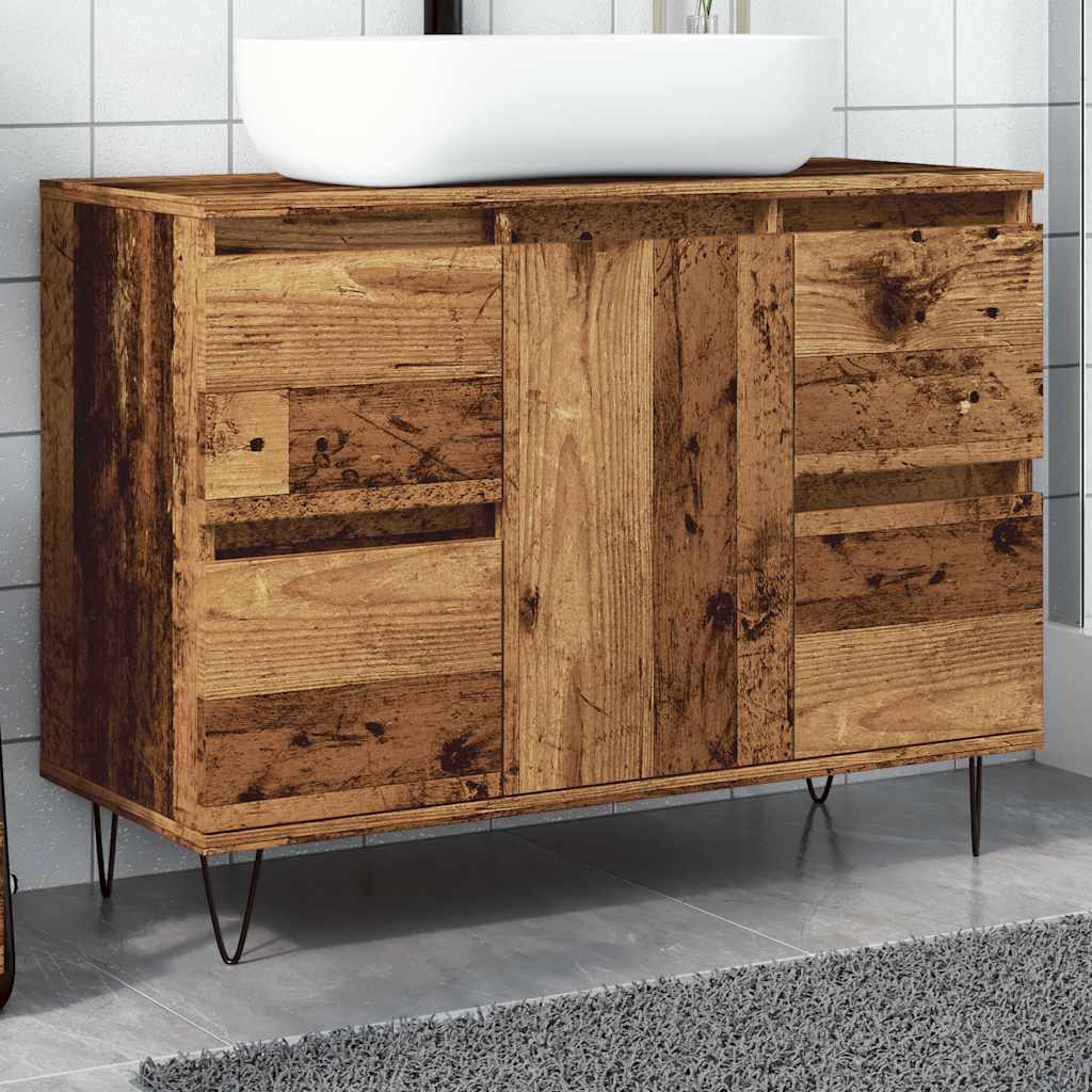 Bathroom Cabinet Old Wood 80x33x60 cm Engineered Wood - Design Hut