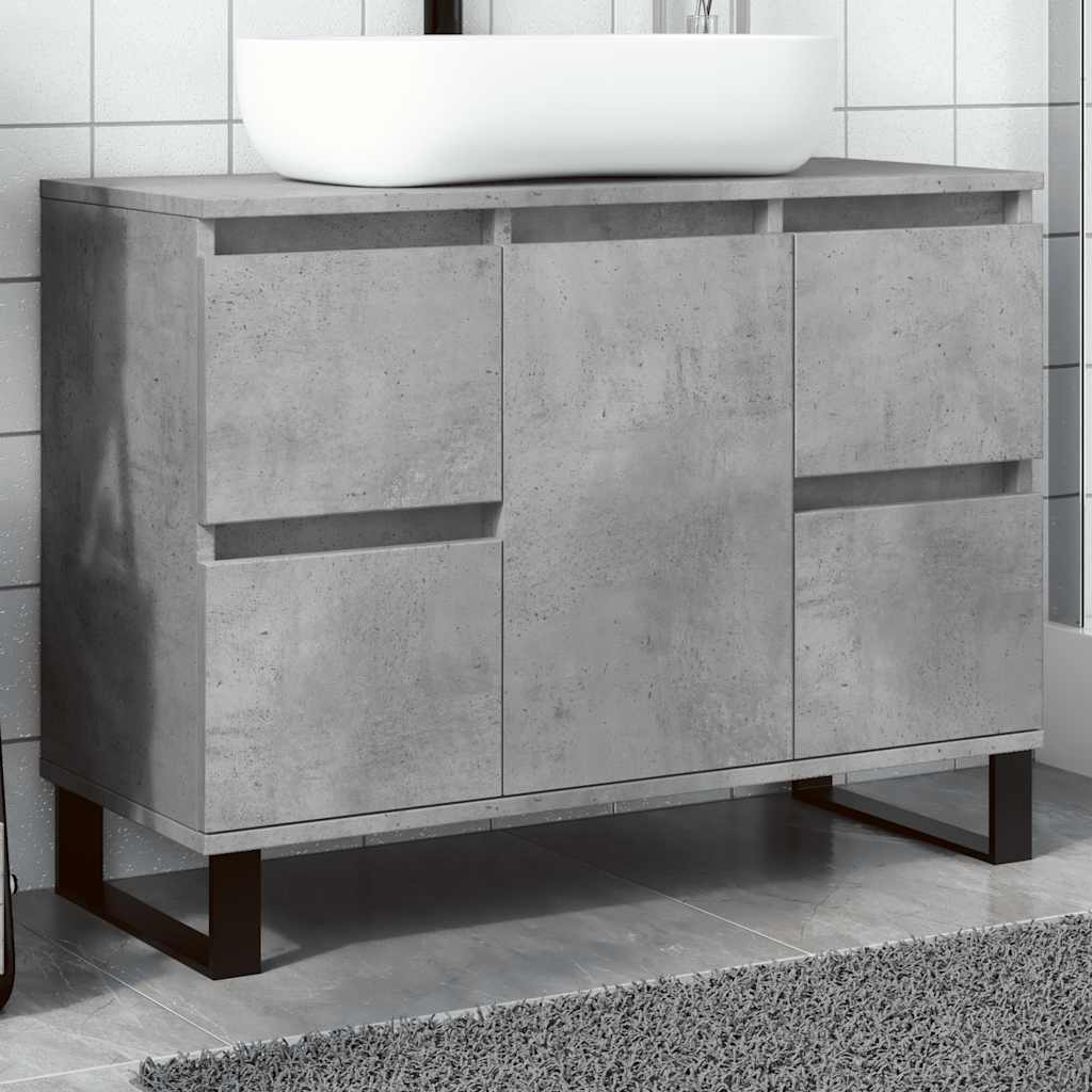Bathroom Sink Cabinet Concrete Grey 80x33x60 cm Engineered Wood - Charlotte Dunes