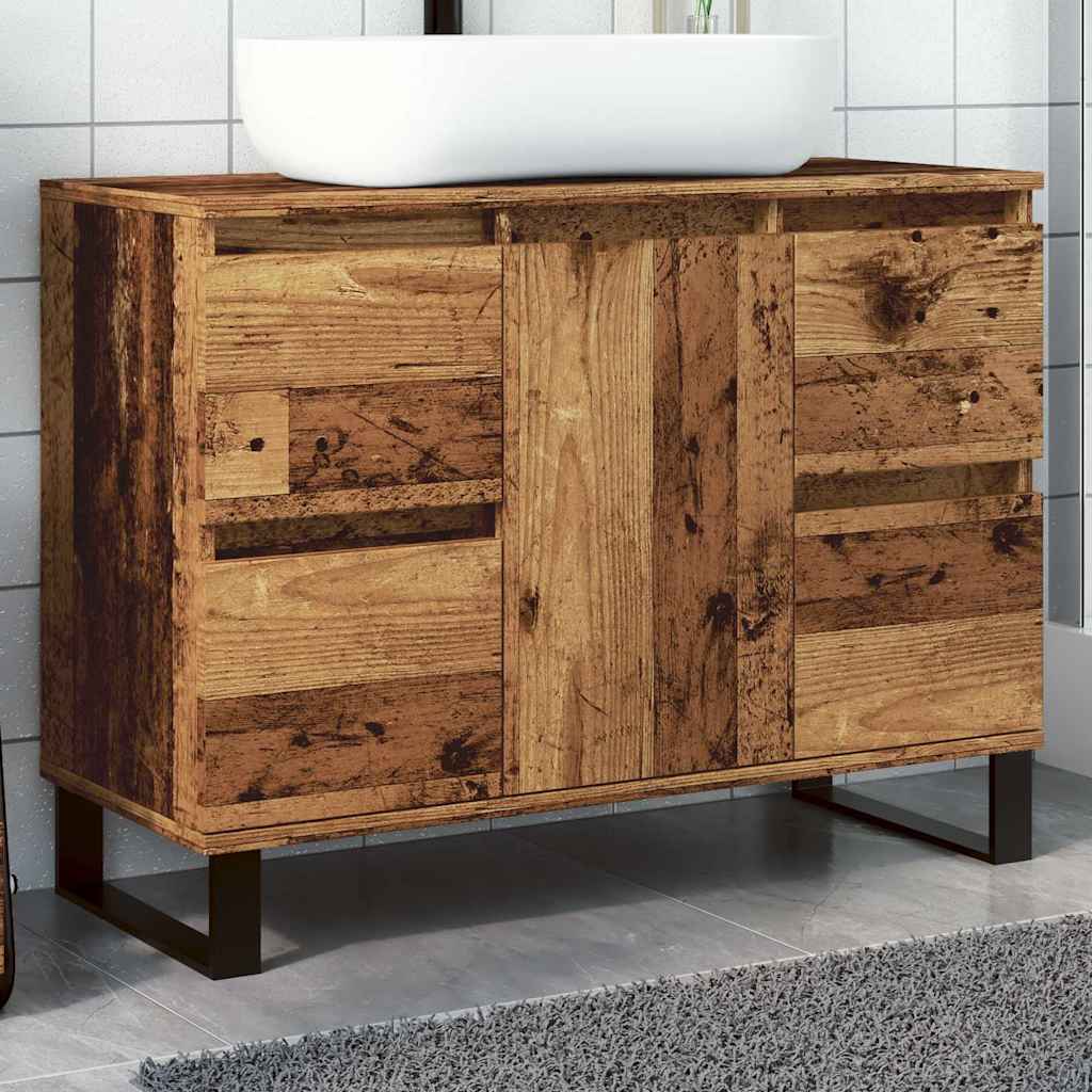 Bathroom Sink Cabinet Old Wood 80x33x60 cm Engineered Wood - Brittle & Co