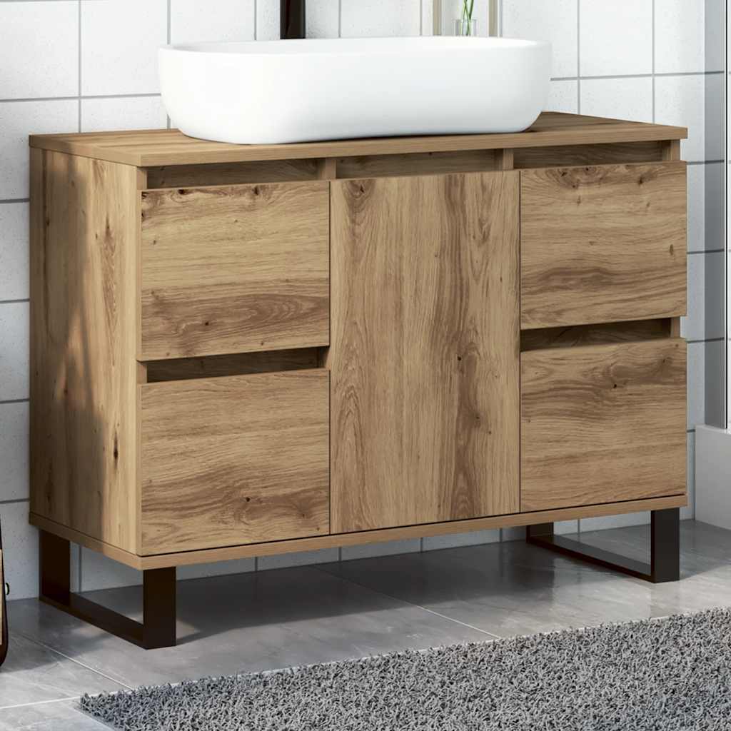 Bathroom Sink Cabinet Artisan Oak 80x33x60 cm Engineered Wood - The Home Maker