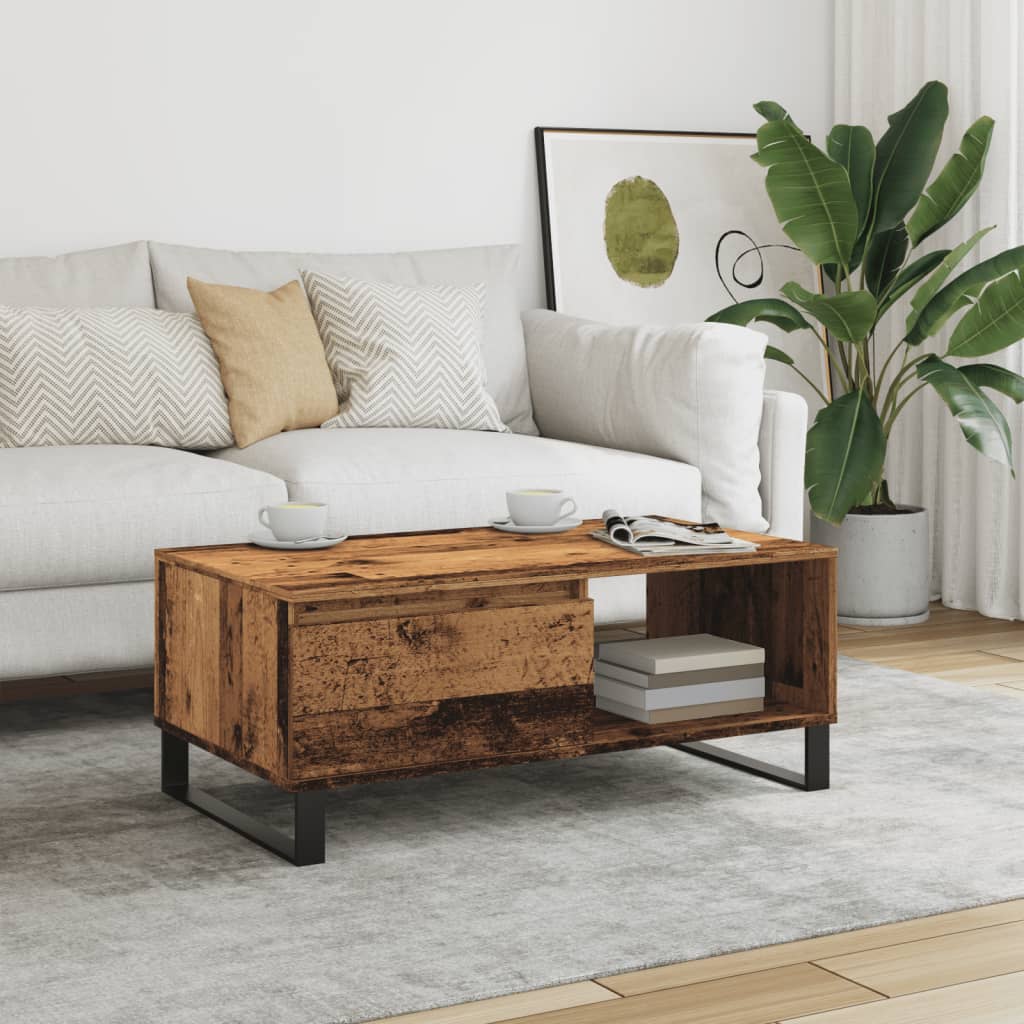 Coffee Table Old Wood 90x50x36.5 cm Engineered Wood - Brittle & Co