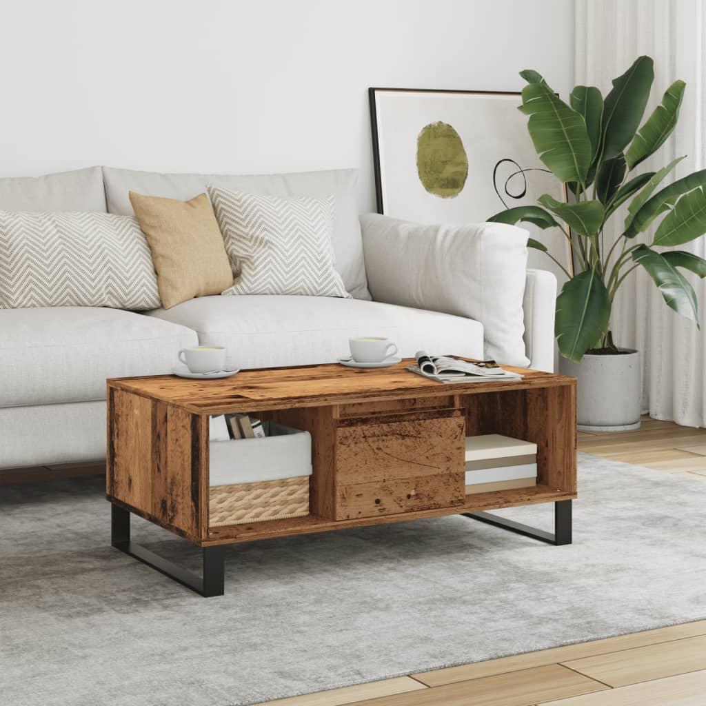 Coffee Table Old Wood 90x50x36.5 cm Engineered Wood - Design Hut