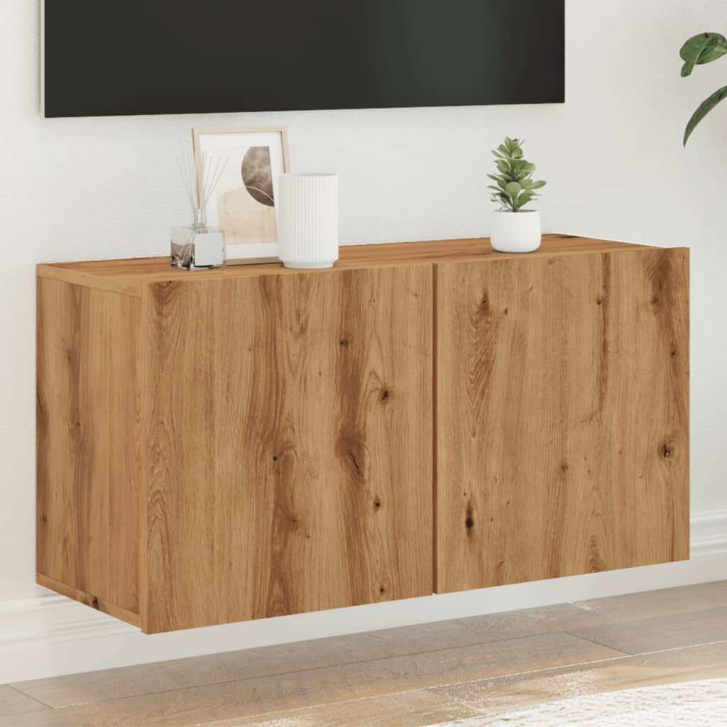 TV Cabinet Wall-mounted Artisian Oak 80x30x41 cm - Design Hut