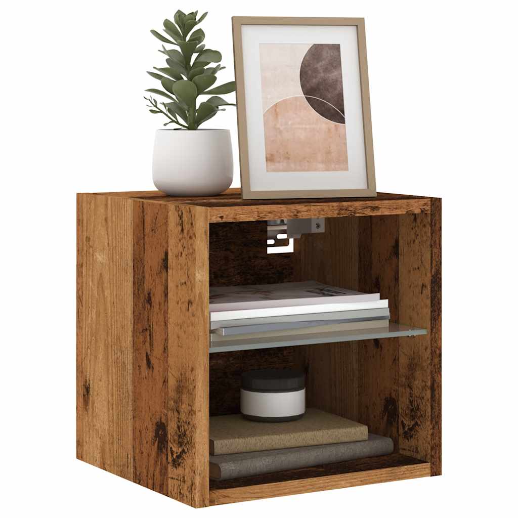 TV Wall Cabinets with LED Lights 2 pcs Old Wood 30x28.5x30 cm - Merlin Deals