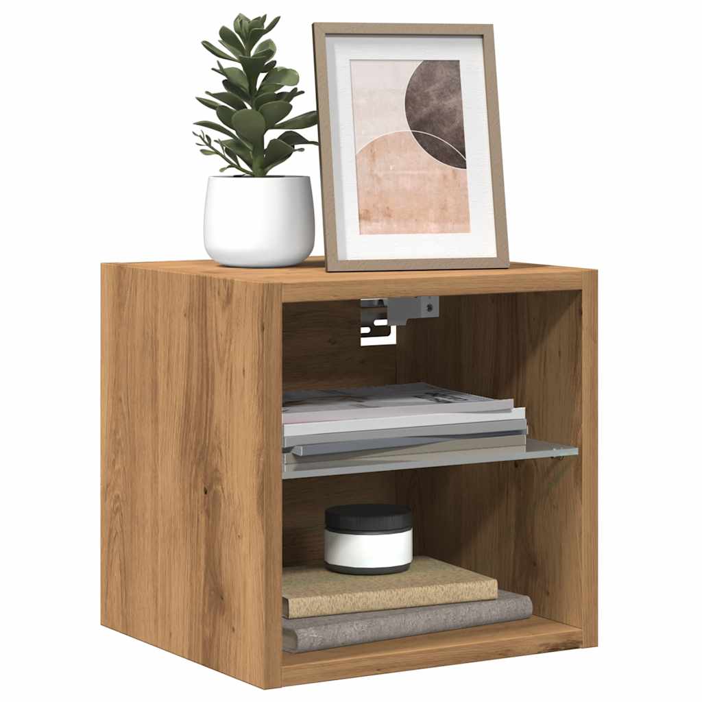 TV Wall Cabinet with LED Lights Artisan Oak 30x28.5x30 cm - The Home Maker