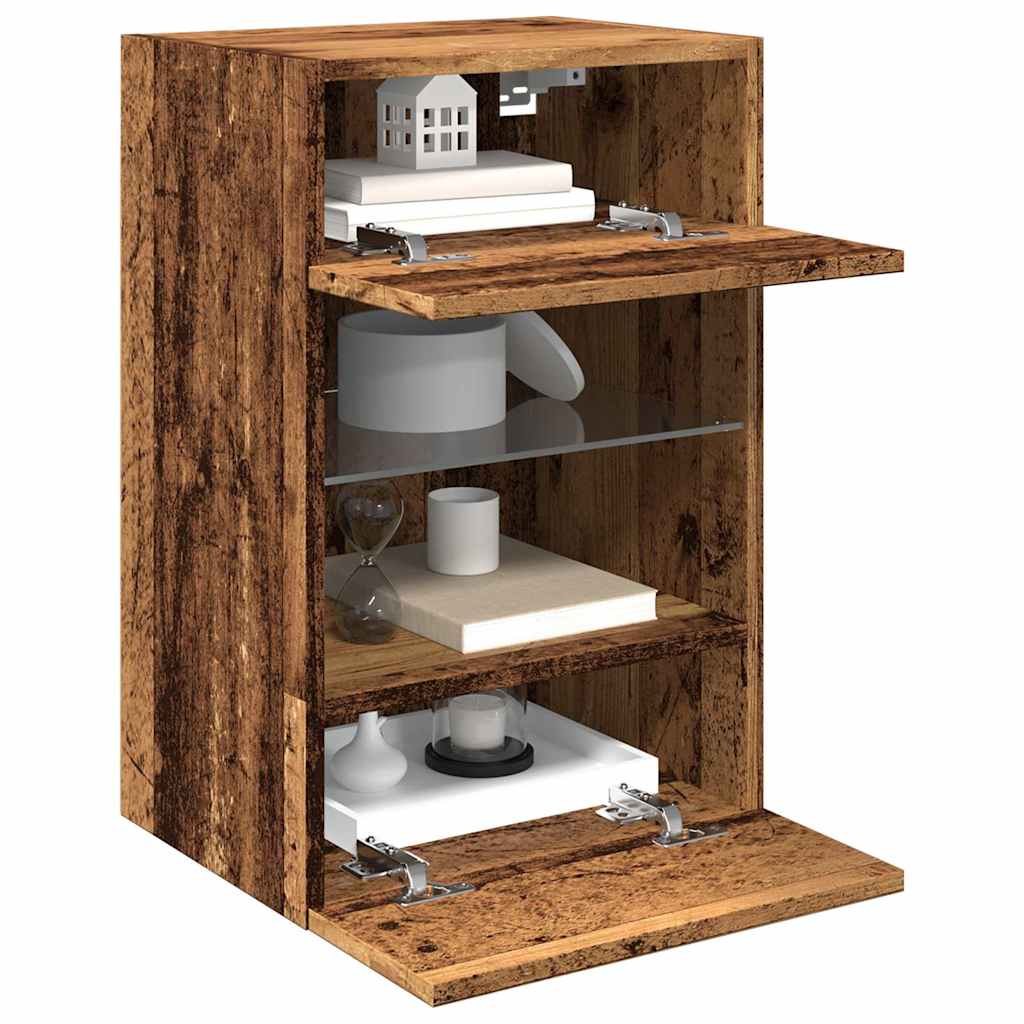 TV Wall Cabinets with LED Lights 2 pcs Old Wood 40x30x60,5 cm - R and M Furniture
