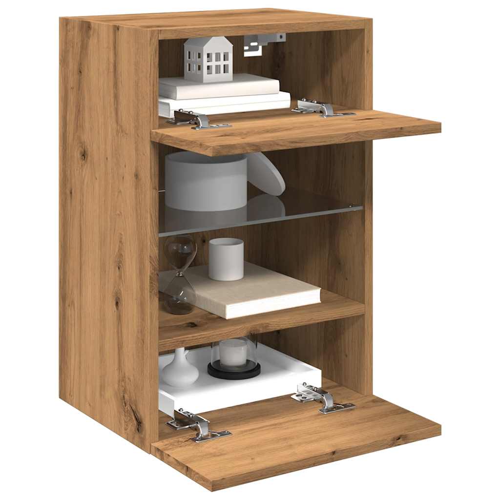 TV Wall Cabinets with LED Lights 2 pcs Artisan Oak 40x30x60,5 cm - R and M Furniture