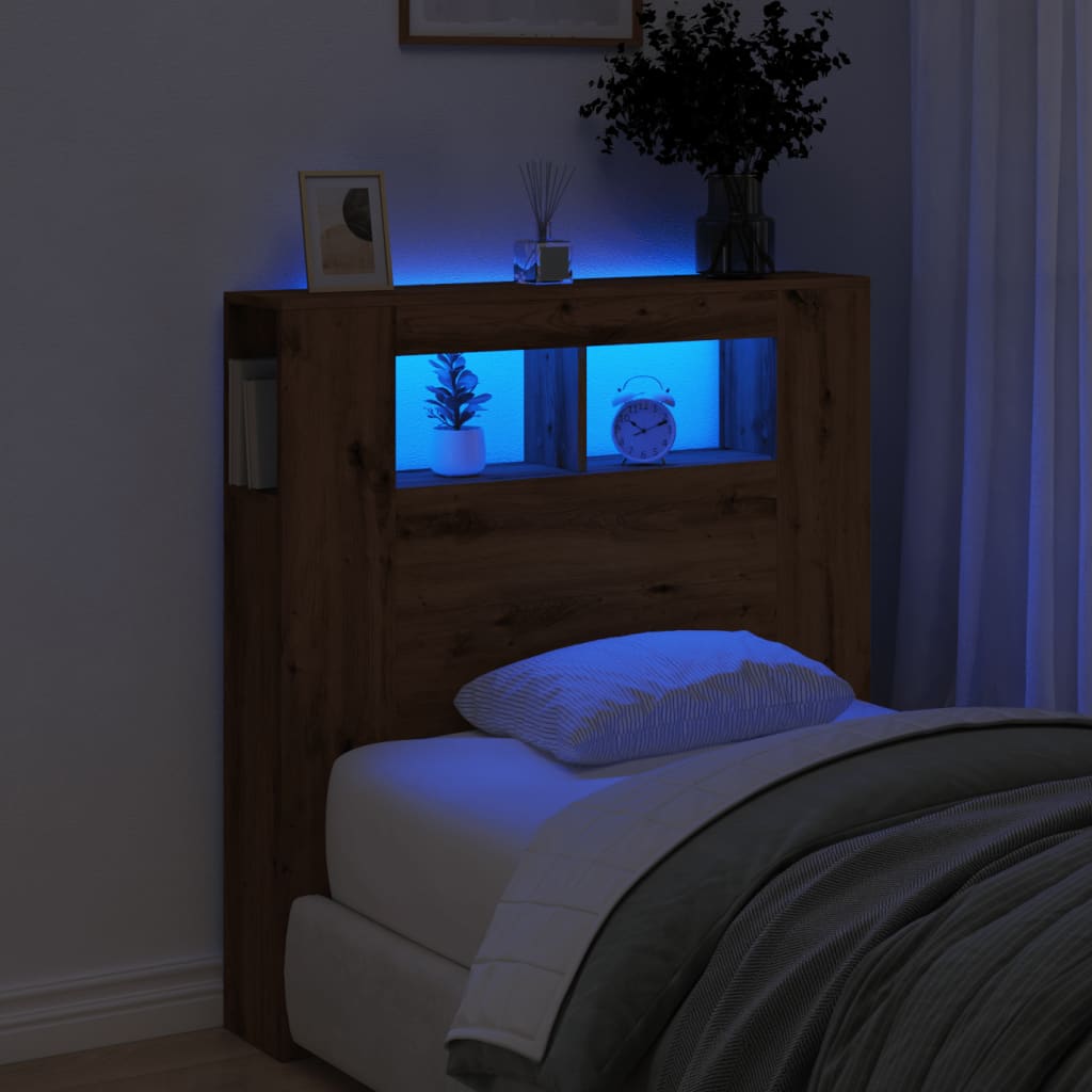 LED Headboard Artisan Oak 100x18.5x103.5 cm Engineered Wood - Direct Imports