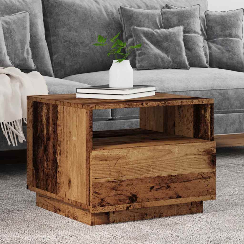 Coffee Table with LED Lights Old Wood 50x49x40 cm - The Home Maker