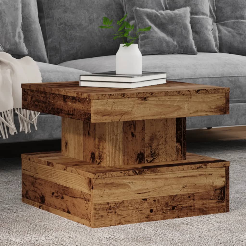Coffee Table with LED Lights Old Wood 50x50x40 cm - vid-857712 - Design Hut