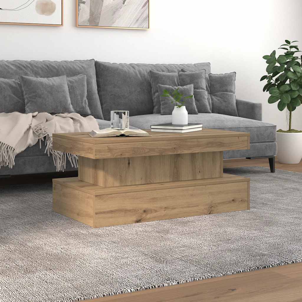 Coffee Table with LED Lights Artisian Oak 90x50x40 cm - The Home Maker