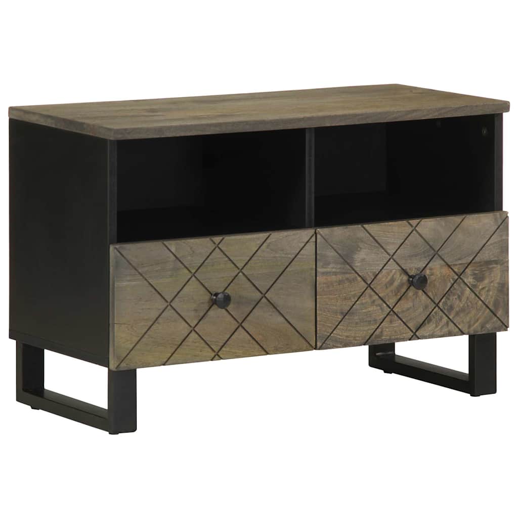 TV Cabinet Black 70x33x46 cm Solid Wood Mango - Decor Base