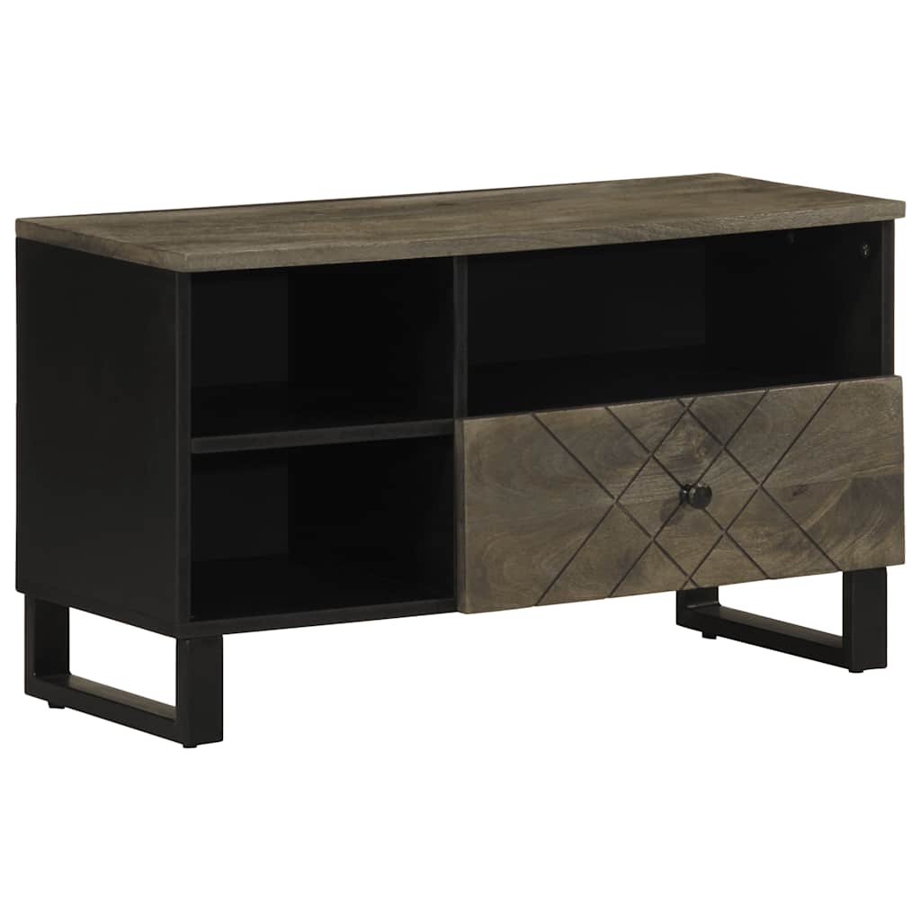TV Cabinet Black 80x33x46 cm Solid Wood Mango - Decor Base