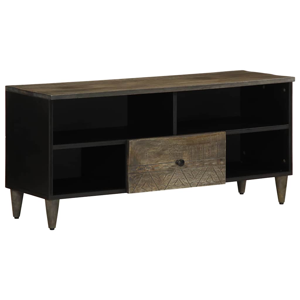 TV Cabinet Black 100x33x46 cm Solid Wood Mango - Merkel Designers